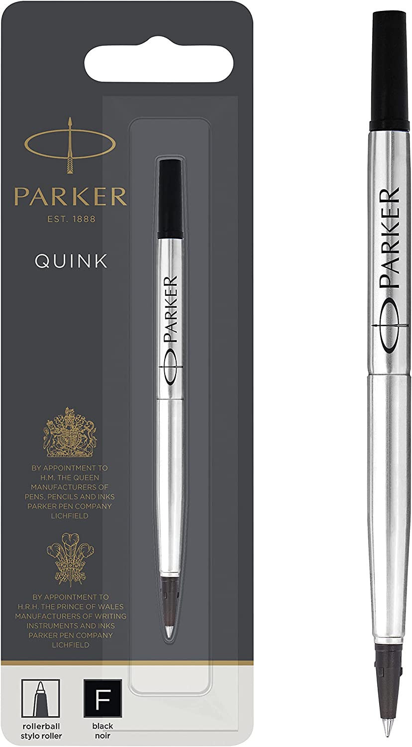 Recharge pour stylo roller - Noir - Pointe fine - Quink - Parker