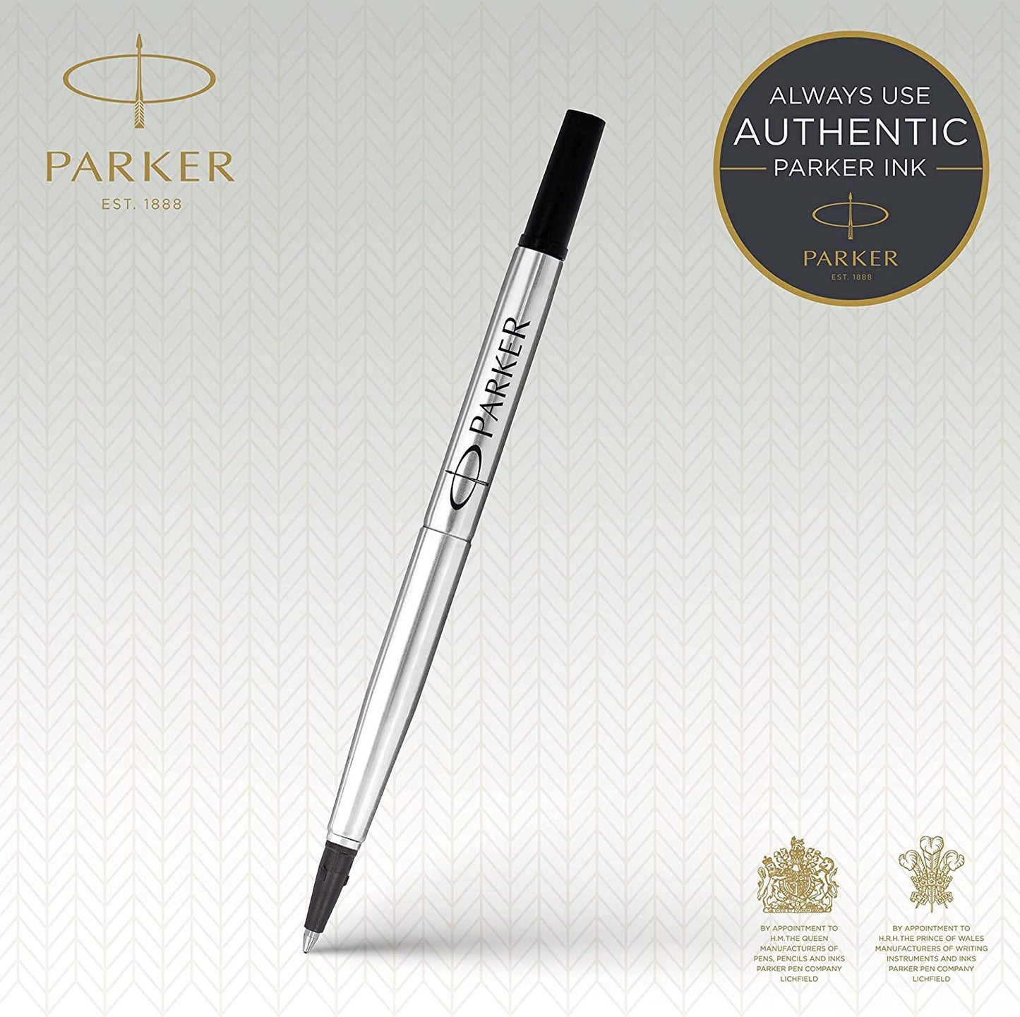 Recharge pour stylo roller - Noir - Pointe fine - Quink - Parker