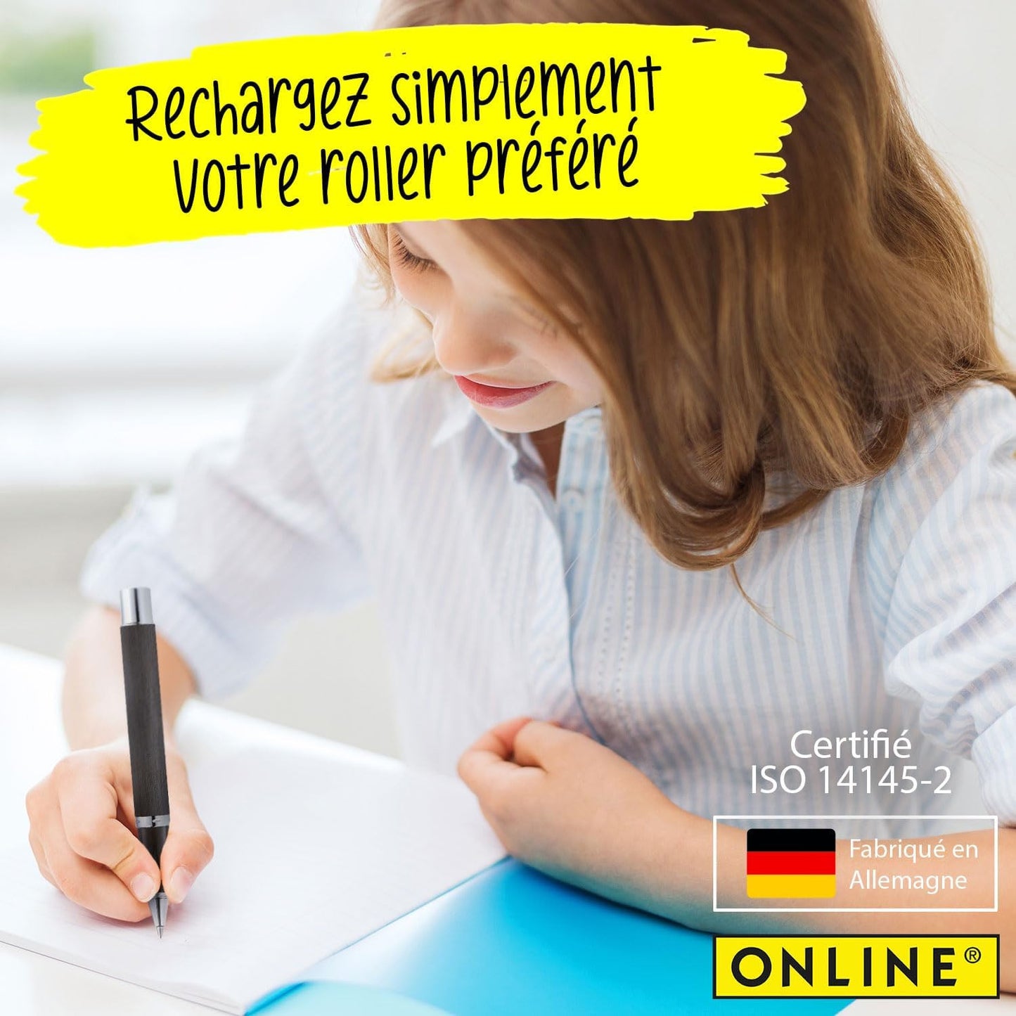 Recharge pour stylo roller - Noir - Trait moyen 0,7mm - Standard - Online