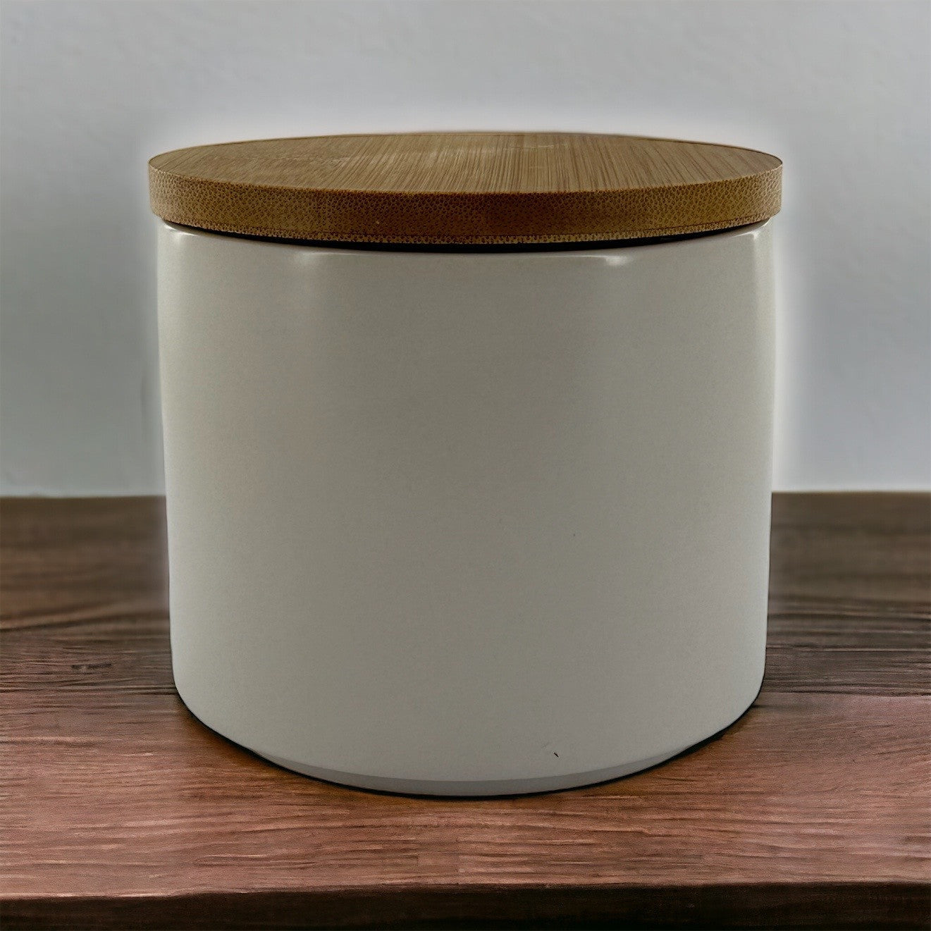 Récipient - Avec couvercle bois - Pour faire une bougie - Céramique - 10cm diamètre