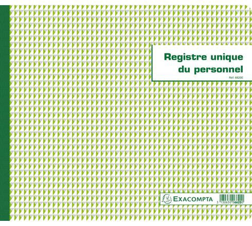 Registre unique du personnel - Salariés et stagiaires - 27x32cm - 56pages - Exacompta