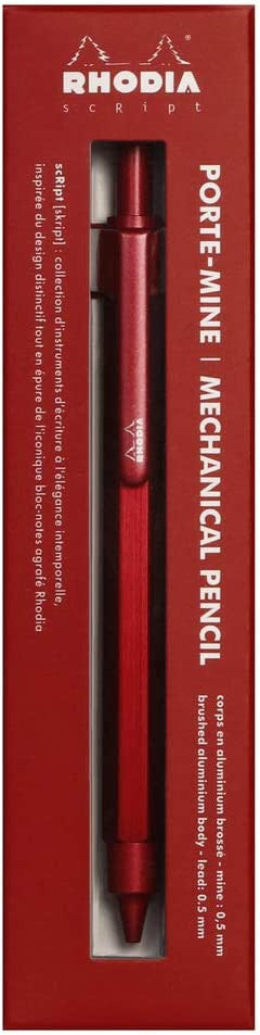 Porte-mines - Rouge - Rétractable - Mine 0,5mm - Rhodia - Collection scRipt