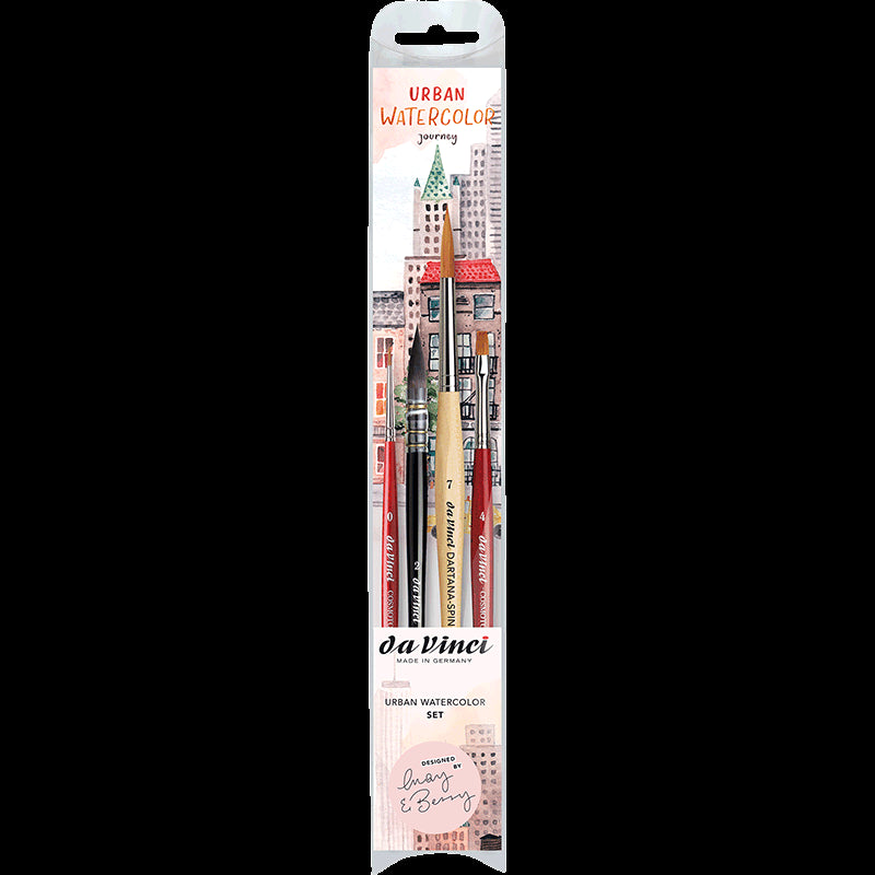 Pinceaux - Aquarelle - 4 formes et tailles - Da Vinci - Urban watercolor set