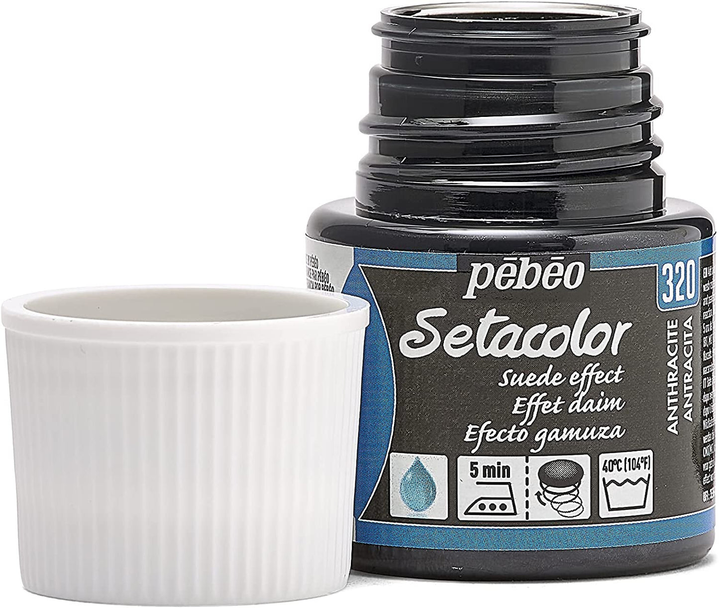 Pot de peinture pour tissu - Effet daim - Anthracite - Pébéo - Setacolor - 45ml