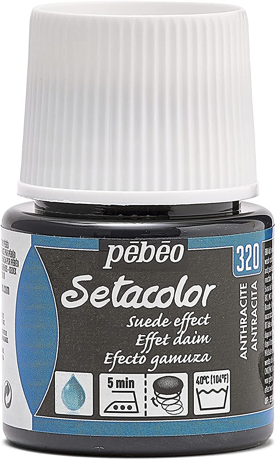 Pot de peinture pour tissu - Effet daim - Anthracite - Pébéo - Setacolor - 45ml
