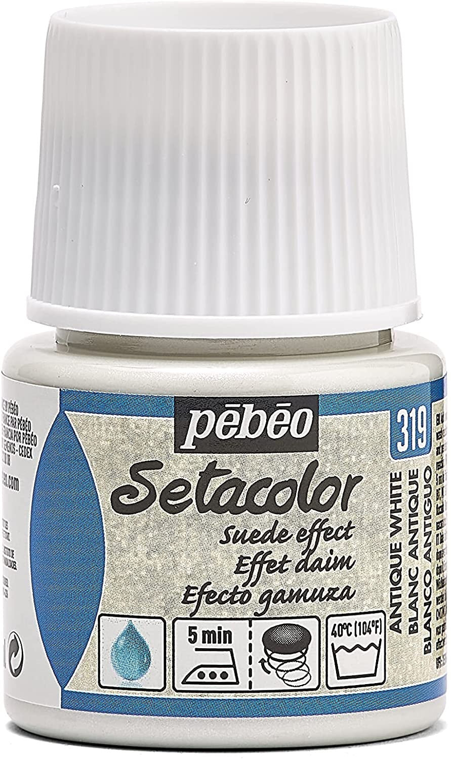 Pot de peinture pour tissu - Effet daim - Blanc antique - Pébéo - Setacolor - 45ml