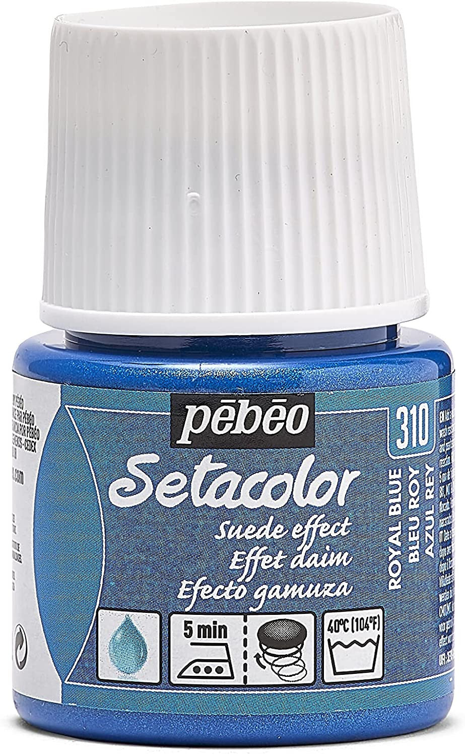 Pot de peinture pour tissu - Effet daim - Bleu roi - Pébéo - Setacolor - 45ml