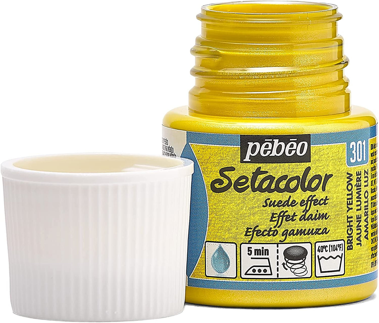 Pot de peinture pour tissu - Effet daim - Jaune lumière - Pébéo - Setacolor - 45ml
