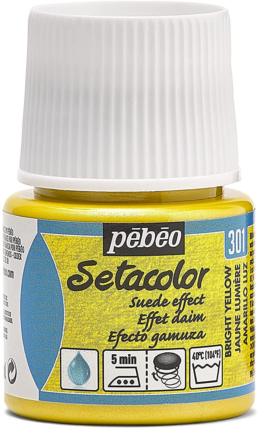 Pot de peinture pour tissu - Effet daim - Jaune lumière - Pébéo - Setacolor - 45ml
