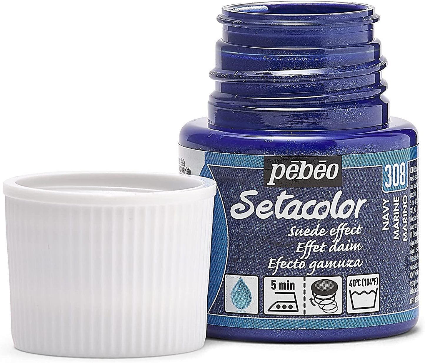 Pot de peinture pour tissu - Effet daim - Bleu marine - Pébéo - Setacolor - 45ml
