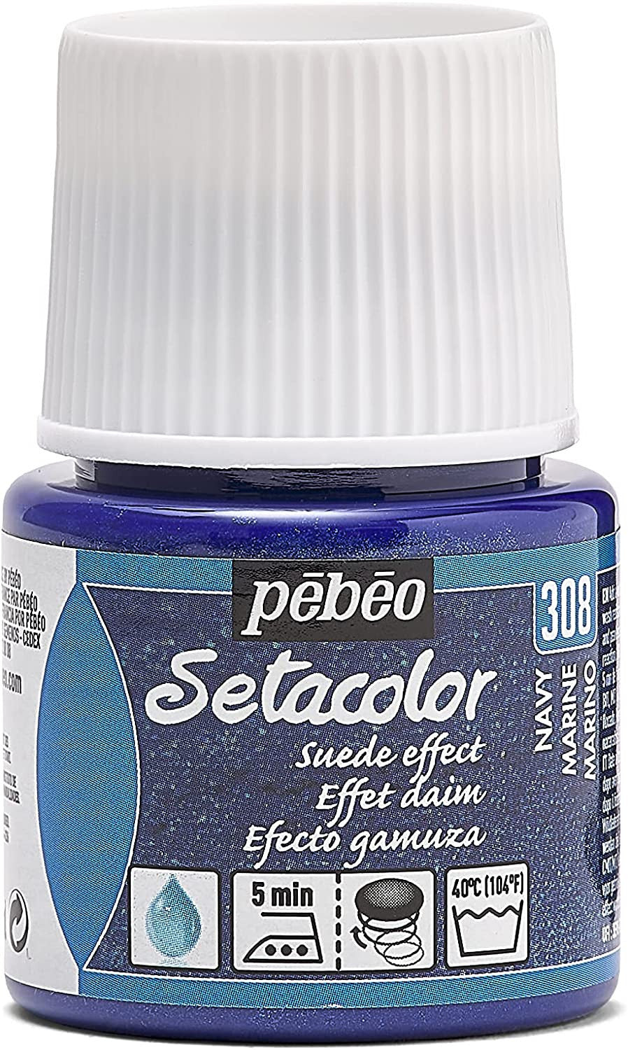 Pot de peinture pour tissu - Effet daim - Bleu marine - Pébéo - Setacolor - 45ml