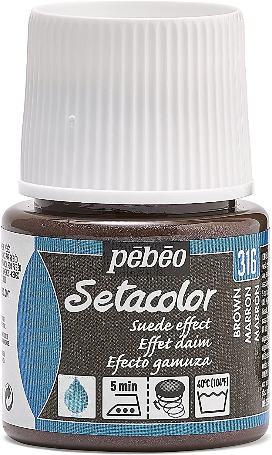Pot de peinture pour tissu - Effet daim - Marron - Pébéo - Setacolor - 45ml
