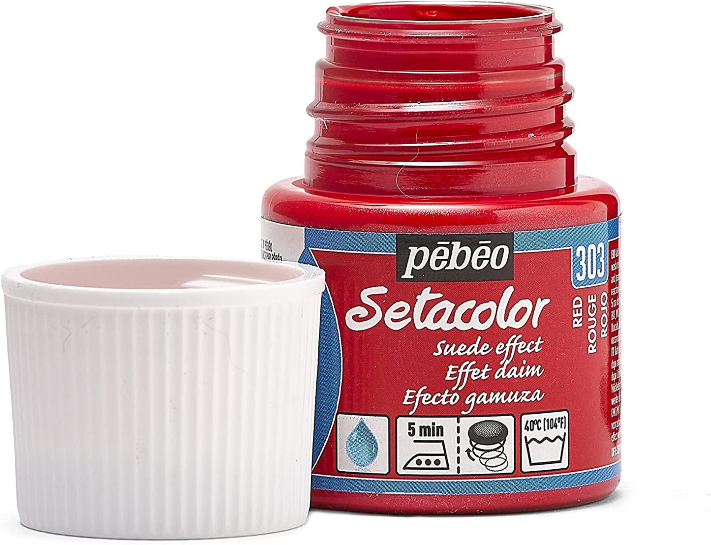 Pot de peinture pour tissu - Effet daim - Rouge - Pébéo - Setacolor - 45ml