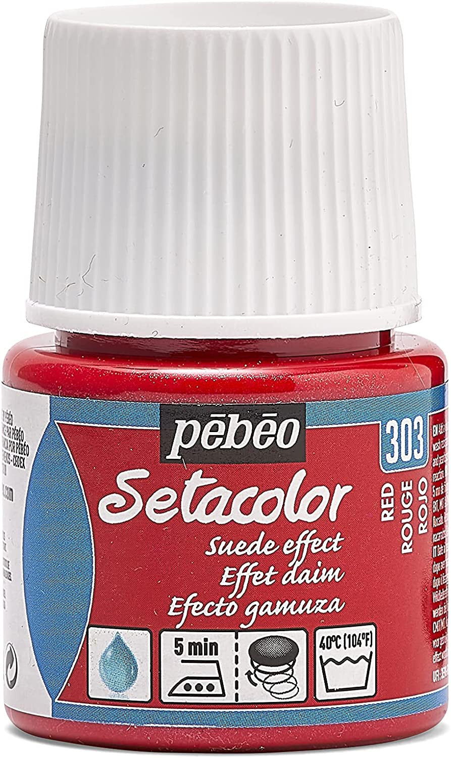 Pot de peinture pour tissu - Effet daim - Rouge - Pébéo - Setacolor - 45ml