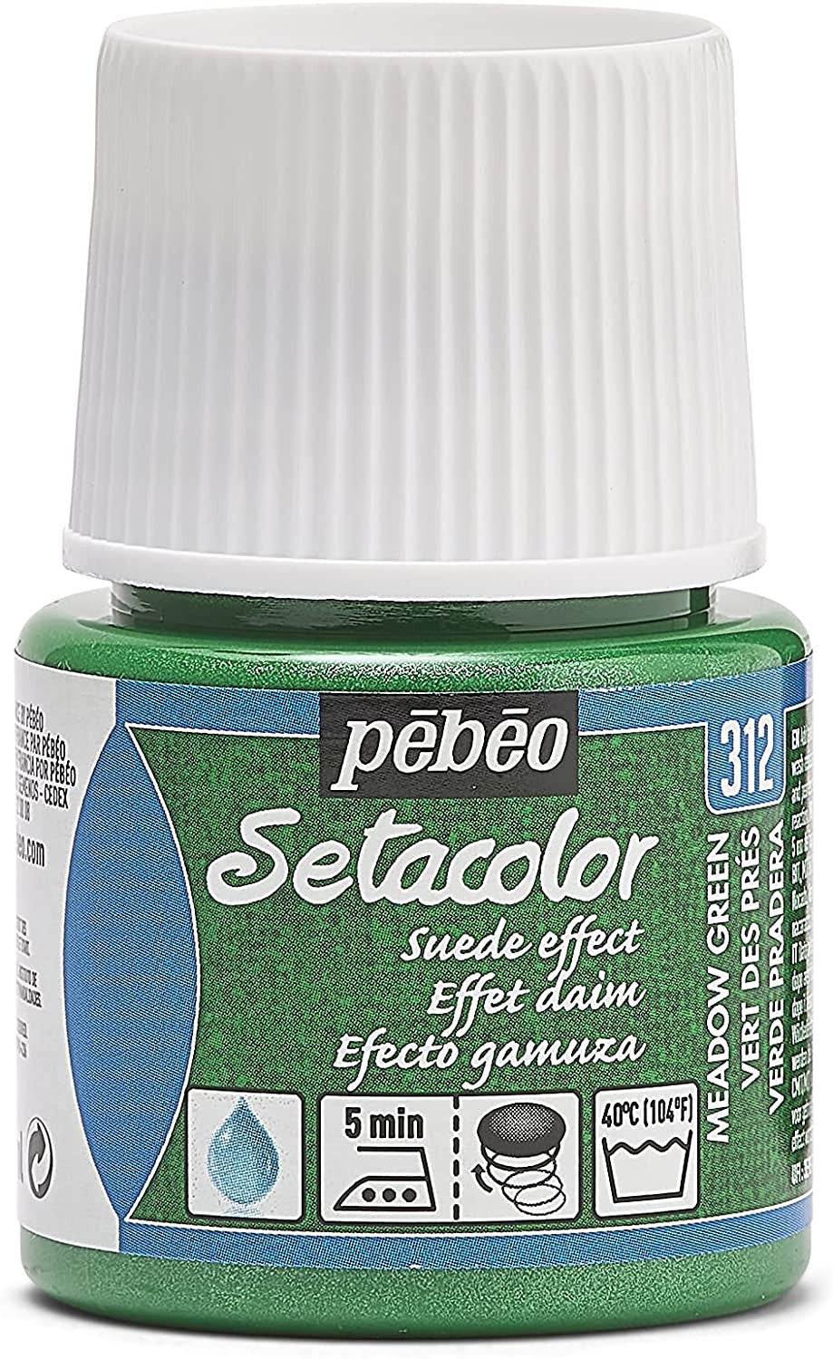 Pot de peinture pour tissu - Effet daim - Vert des prés - Pébéo - Setacolor - 45ml