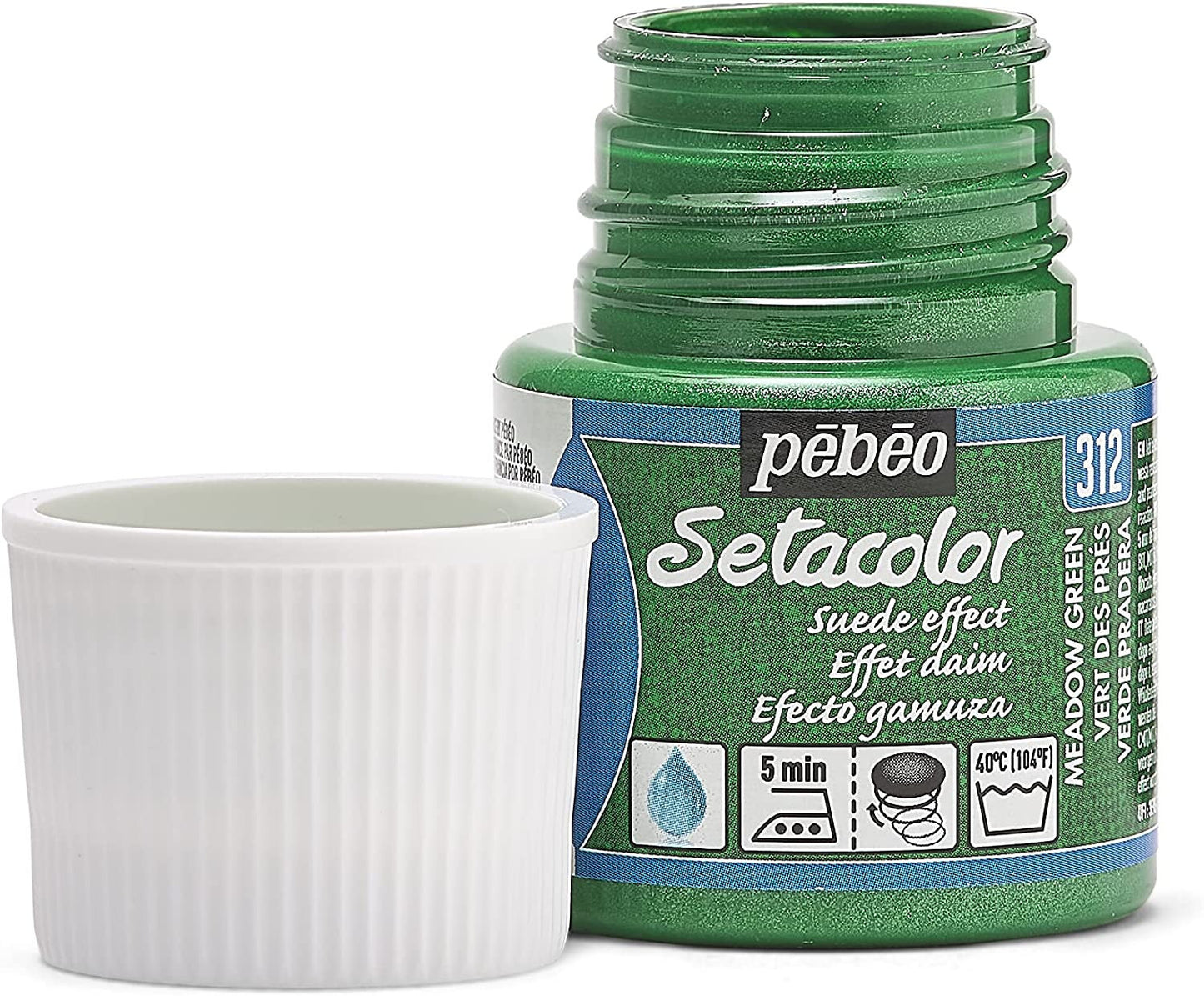 Pot de peinture pour tissu - Effet daim - Vert des prés - Pébéo - Setacolor - 45ml