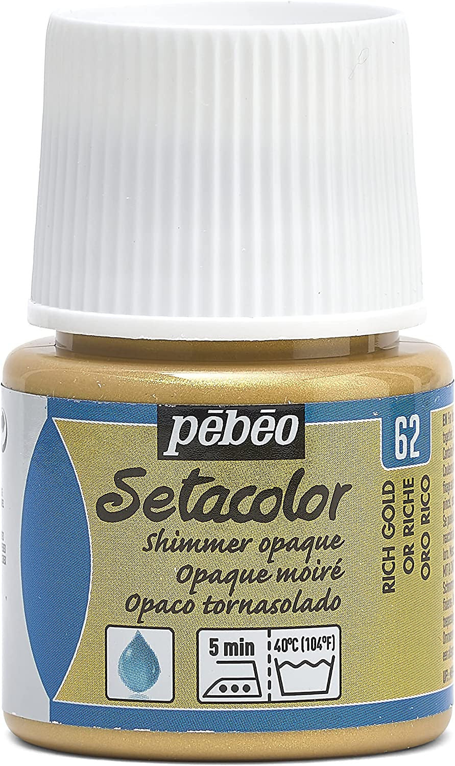 Pot de peinture pour tissu - Textile opaque moiré - Or riche - Pébéo - Setacolor - 45ml