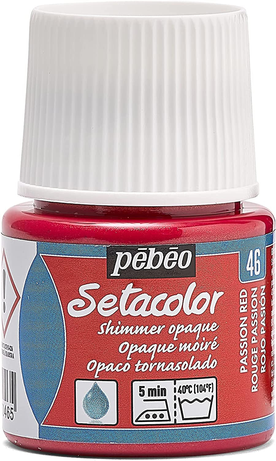 Pot de peinture pour tissu - Textile opaque moiré - Rouge passion - Pébéo - Setacolor - 45ml