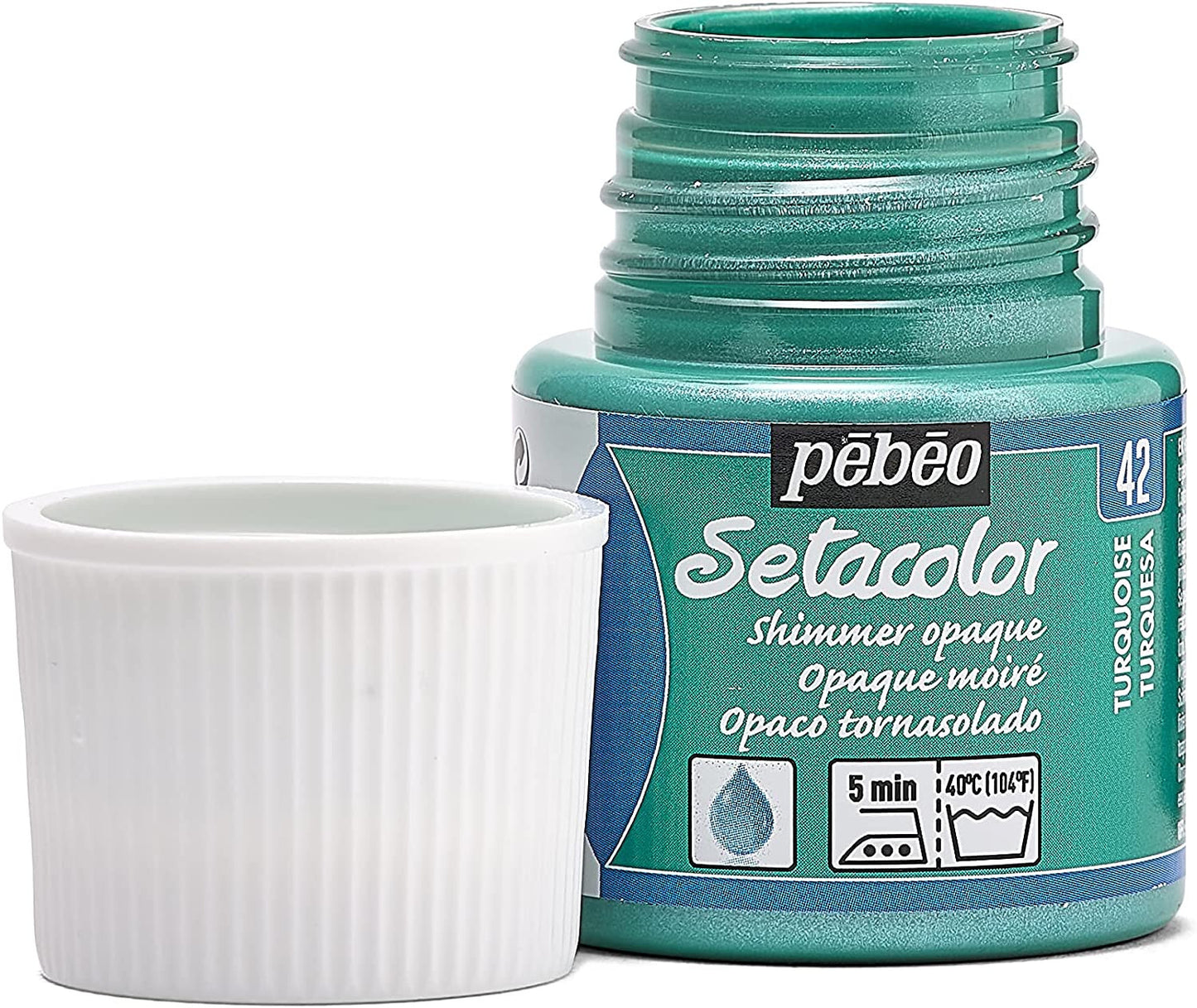 Pot de peinture pour tissu - Textile opaque moiré - Turquoise - Pébéo - Setacolor - 45ml