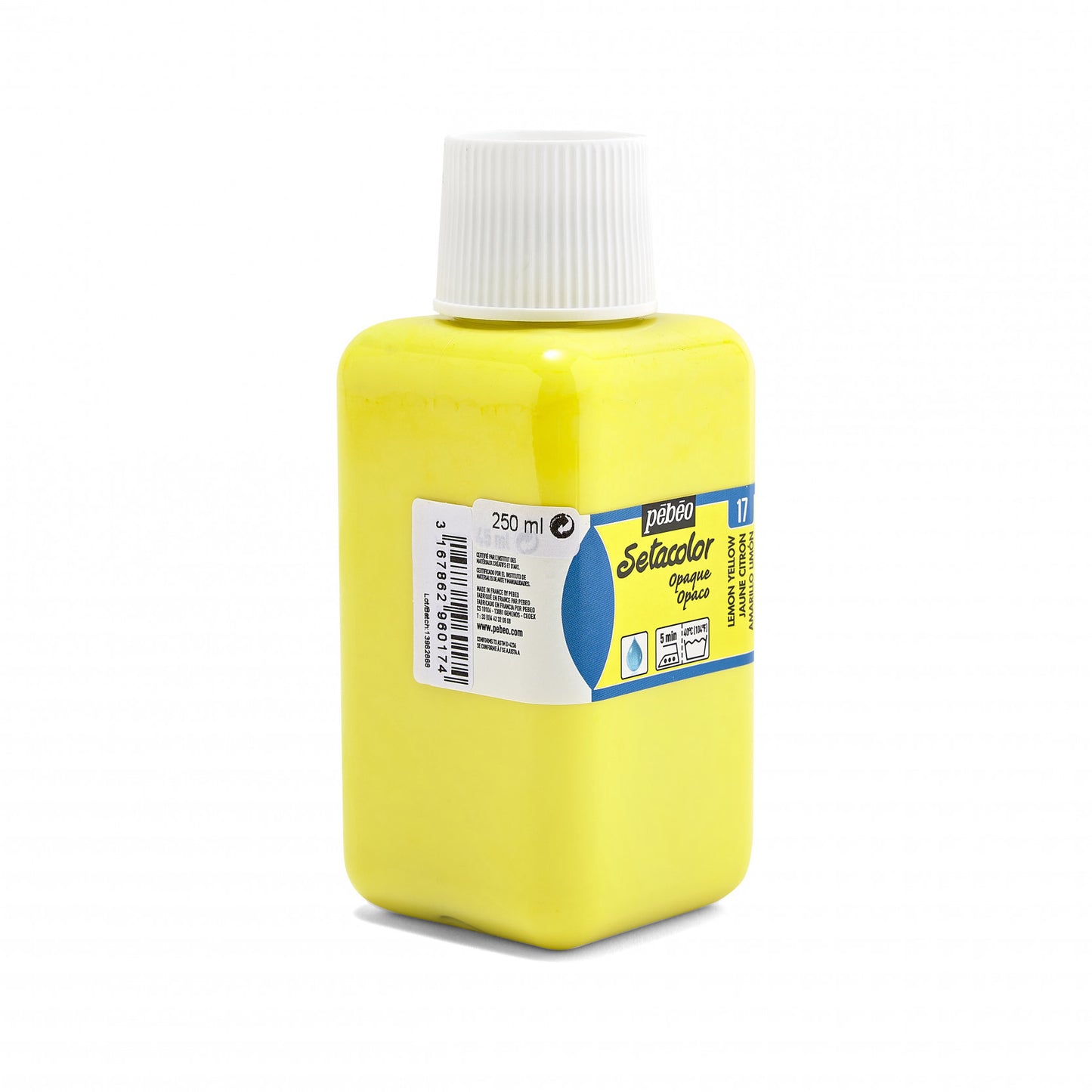Pot de peinture pour tissu - Textile - Jaune citron - Pébéo - Setacolor - 250ml