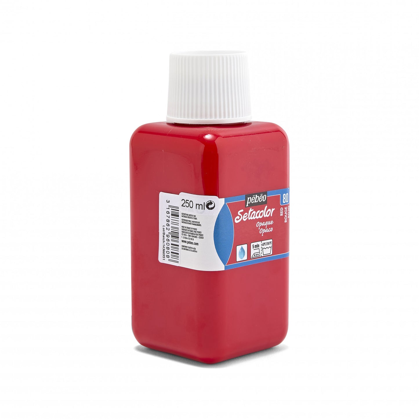 Pot de peinture pour tissu - Textile - Vermillon - Pébéo - Setacolor - 250ml