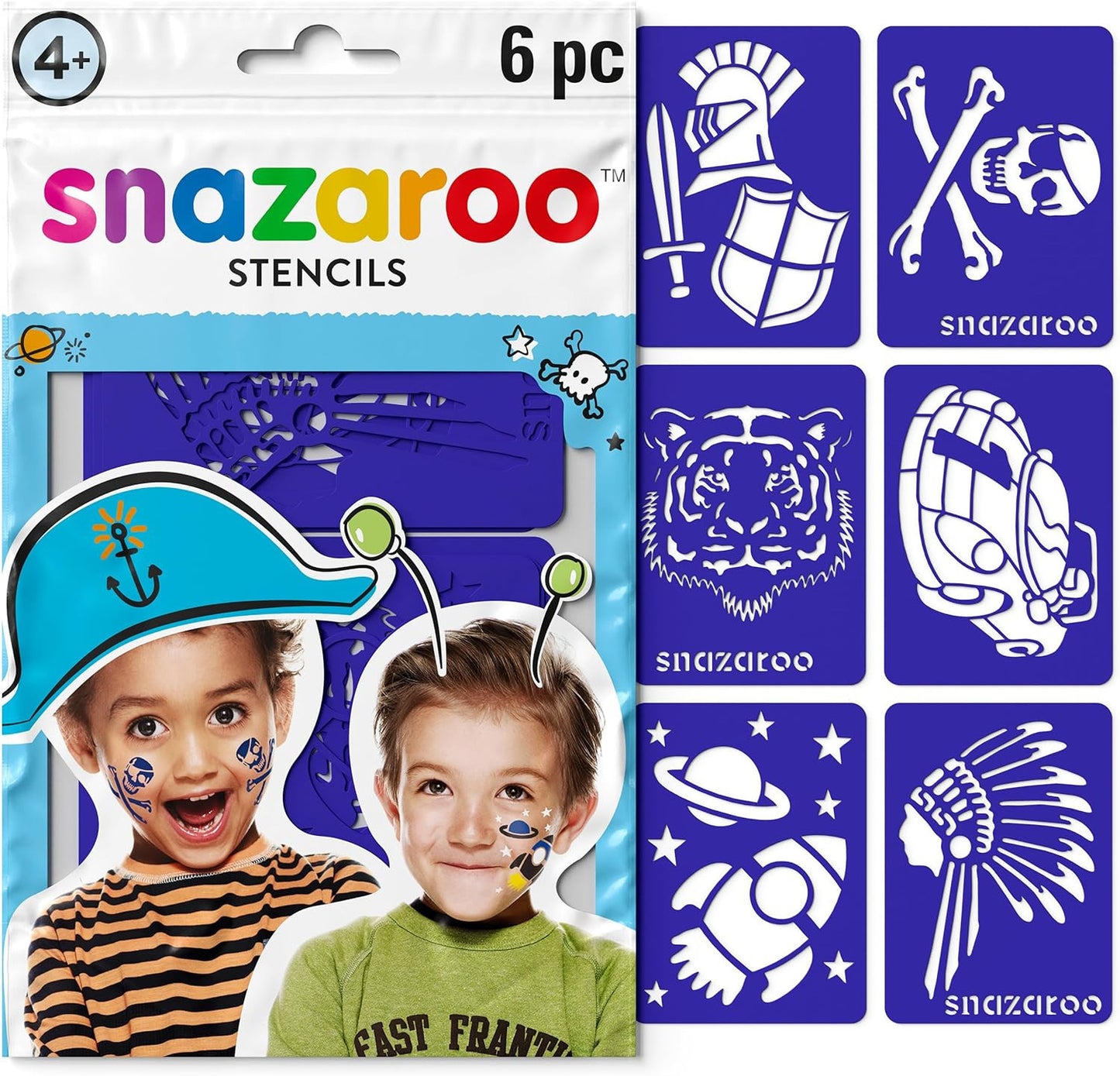 Pochoirs à maquillage - Enfant - Pour garçon - 6 motifs - Fête - Anniversaire