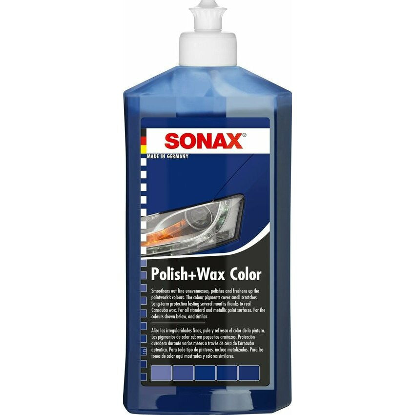 Polish + cire - SONAX - Couleur Bleu - Carrosserie - Flacon 500ml