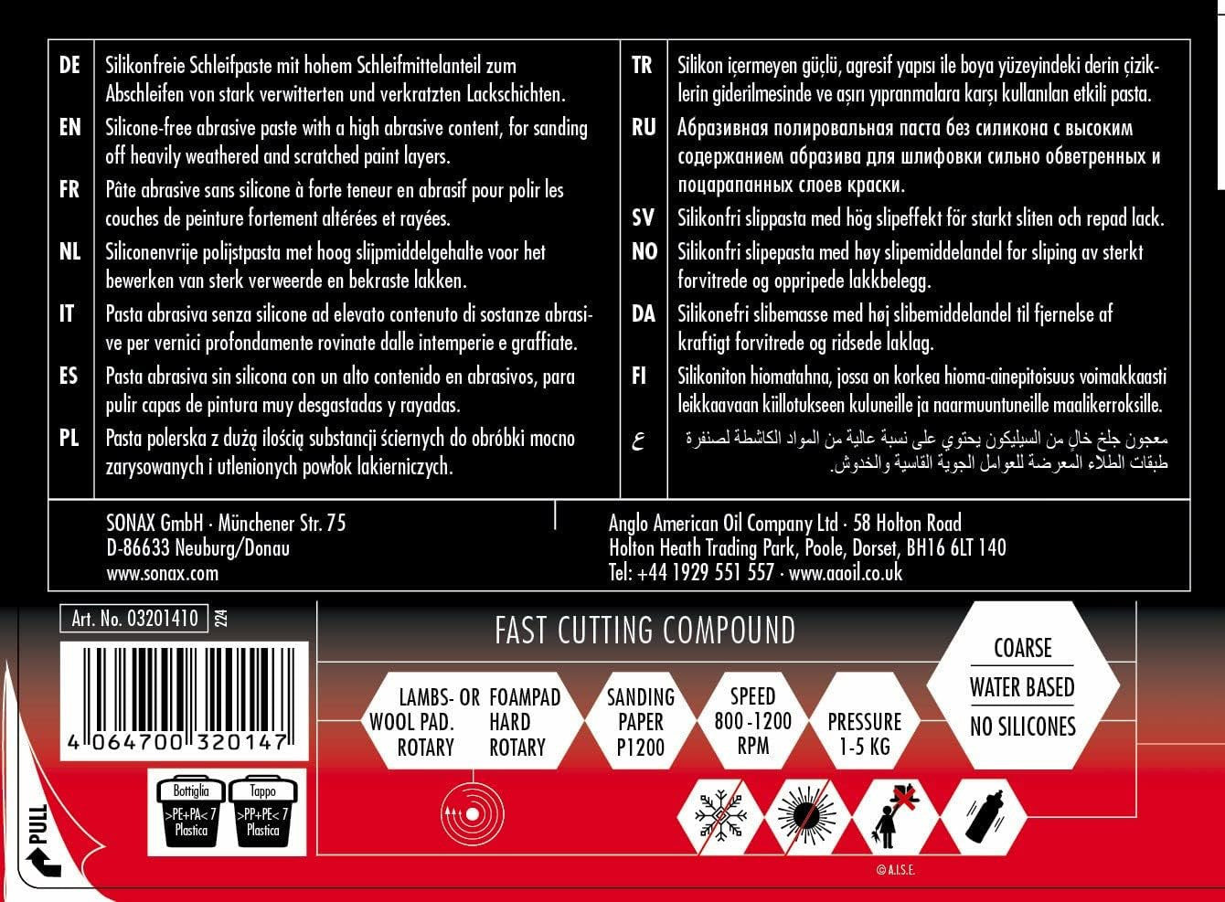 Polish - SONAX - Profiline SP06-02 - Sans silicone - Carrosserie - Flacon 250ml