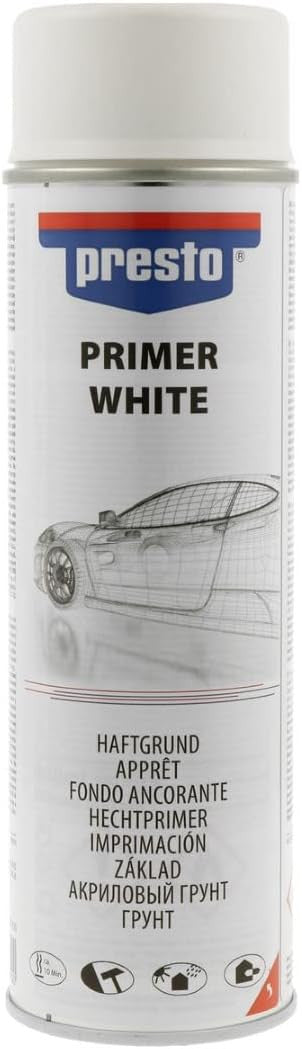 Bombe d'apprêt - Sous-couche - Blanc - Pour peinture claires - Carrosserie - Presto - 500ml
