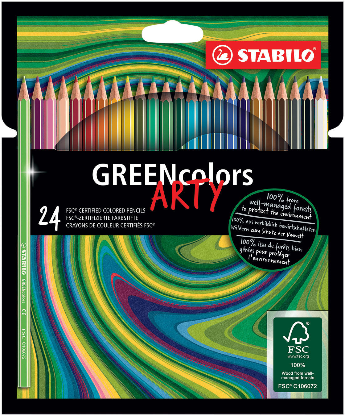 Pochette de 24 crayons de couleur GREENcolors STABILO ARTY