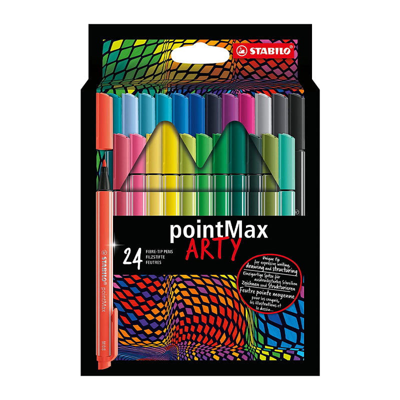 Pochette de 24 feutres pointMax STABILO ARTY - Pointe moyenne - Assortiment