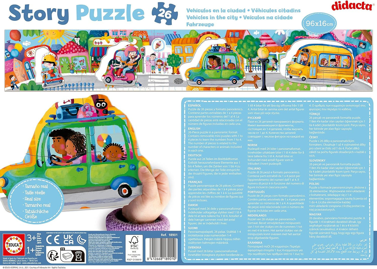 Puzzle - 26 pièces - Enfant - Dès 3 ans - Les voitures de la ville - Educa