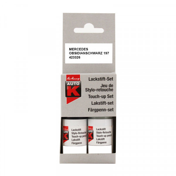Stylo de retouche et vernis pour carrosserie - Mercedes - 197 Obsidianschwarz - Auto K
