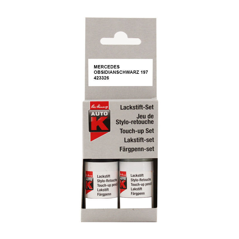Stylo de retouche et vernis pour carrosserie - Mercedes - 197 Obsidianschwarz - Auto K