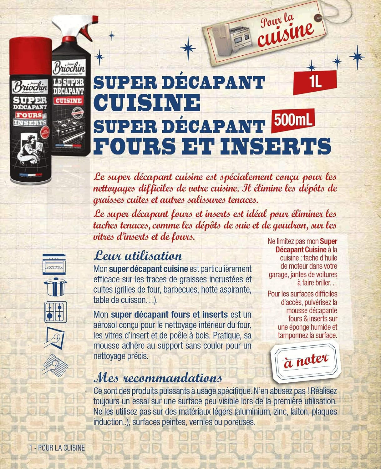Produit nettoyant - Pour cuisine - Super décapant - Naturel - Briochin