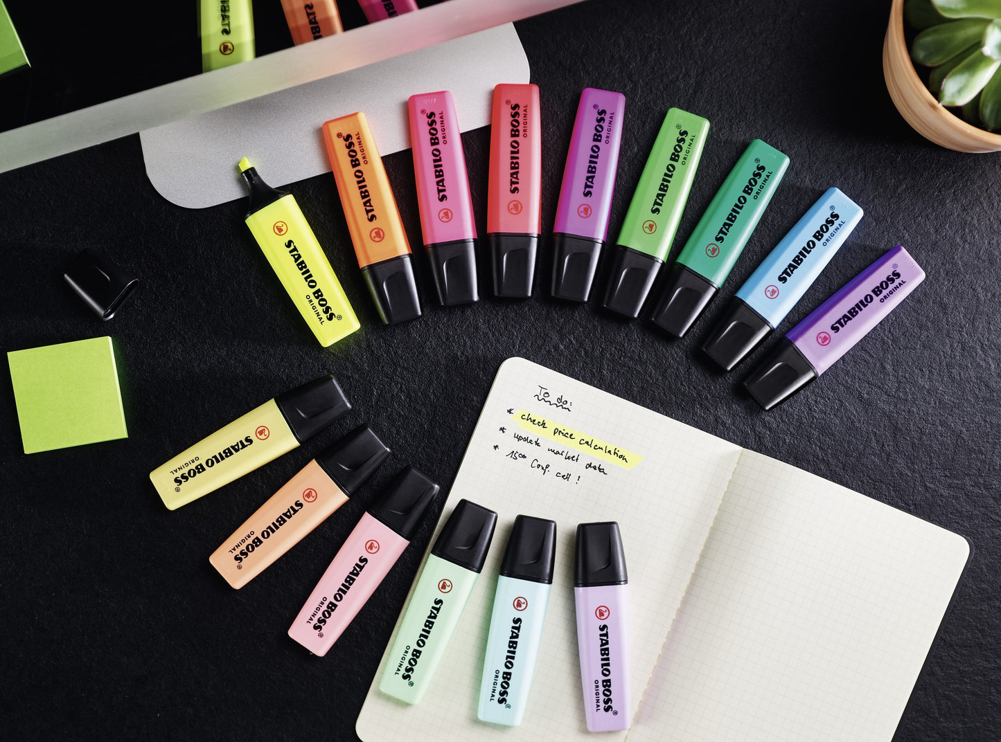 Pot de 6 surligneurs STABILO BOSS ORIGINAL - assortiment fluo