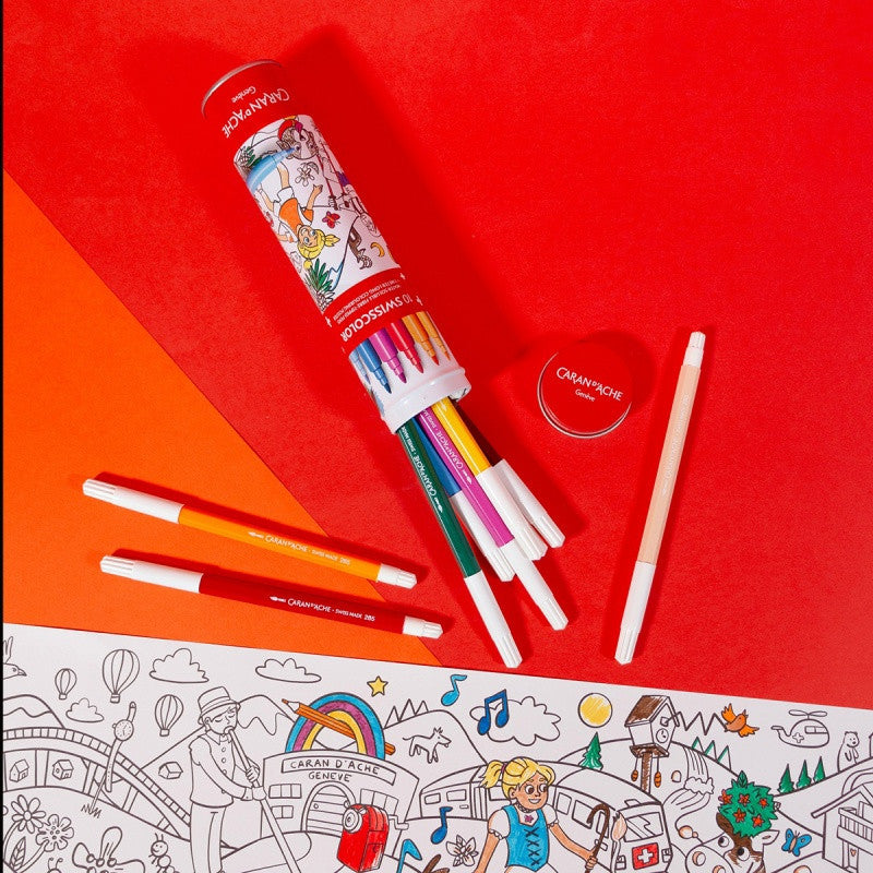 10 feutres de coloriage - Enfant - Inclus 1 poster - Boîte métal - Carand' Ache