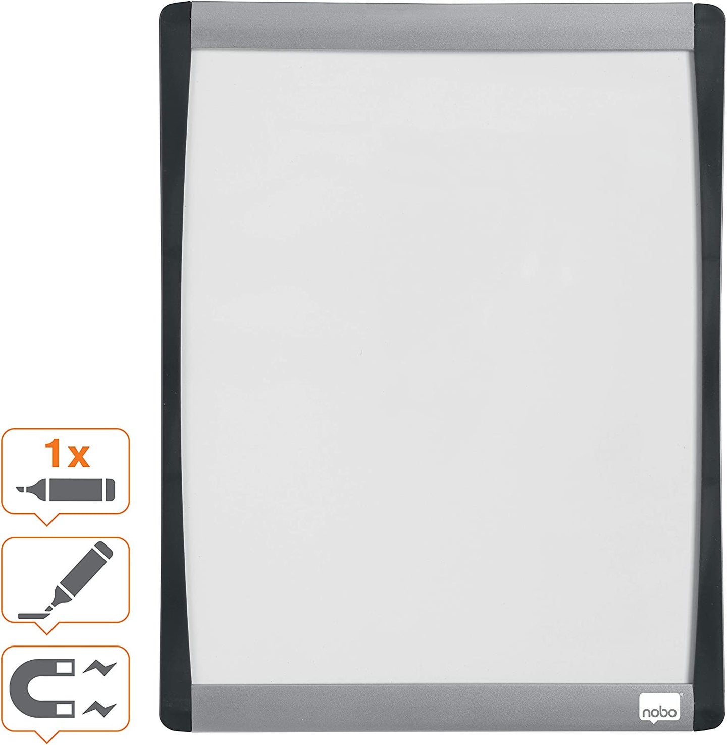 Petit tableau blanc magnétique - 28x21,5cm - Avec accroches - Aluminium - Nobo