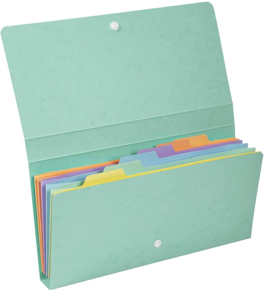Pochette trieur - Petit trieur - 26x13 cm - 6 compartiments - Couleurs pastel
