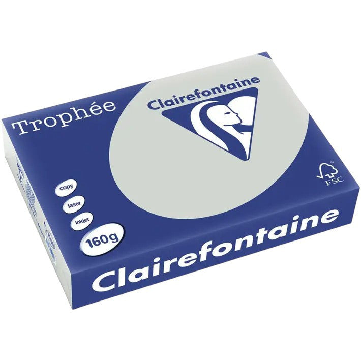 Ramette de papier - A4 - Gris acier - 160g - Impression - 250 feuilles - Clairefontaine Trophée