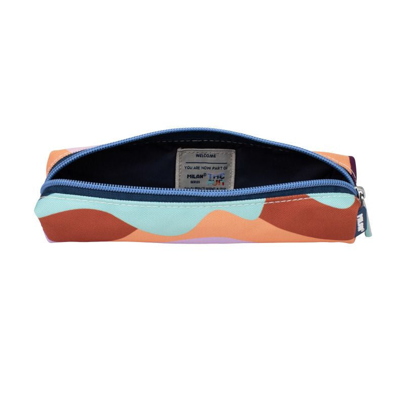 Petite trousse - Scolaire - Ronde - Motifs colorés - 20,5x4,5x5cm - Fermeture éclair