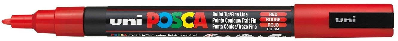 Pochette de 8 marqueurs - Posca - PC3M - Pointe fine conique - Tous supports