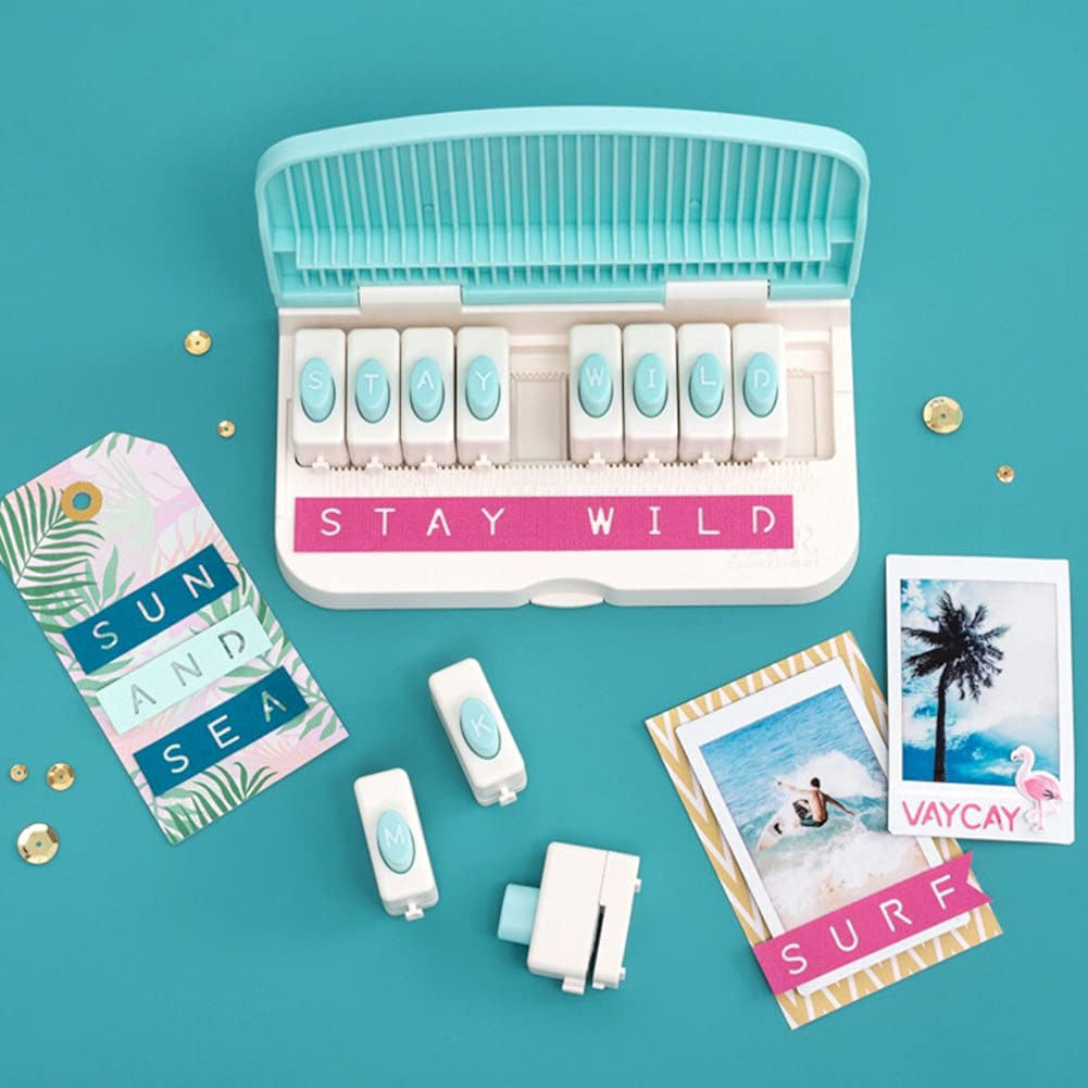 Perforateurs - 26 lettres - Alphabet - Guide d'alignement inclus - Carterie, scrapbooking