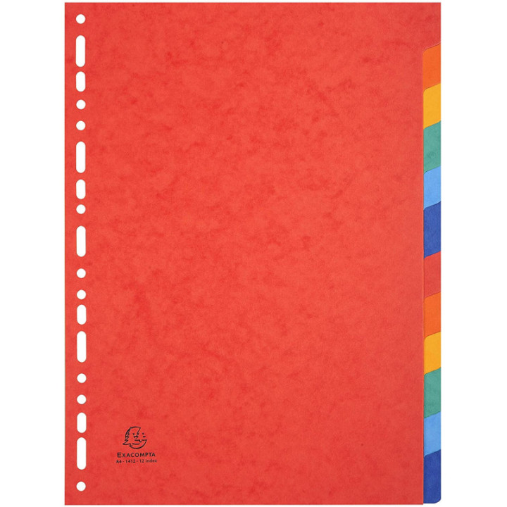 Intercalaires - Pour classeur - 12 positions - A4 - Carton rigide - Exacompta