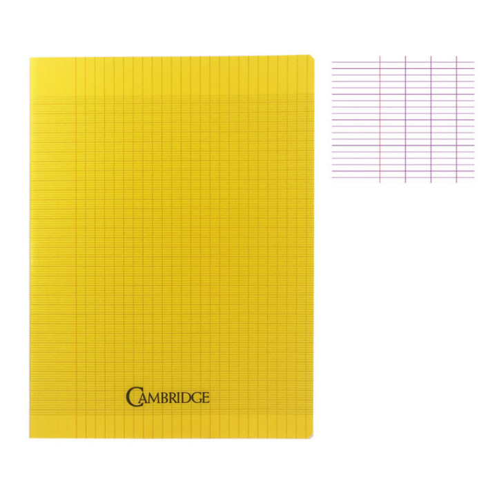 Cahier - 24x32(cm) - Grands carreaux - 96 pages - couverture en polypro jaune - sans spirale - Hamelin