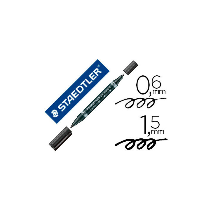Feutre - Indélébile - Permanent - Noir - Double pointe - Staedtler - Lumocolor Duo 348