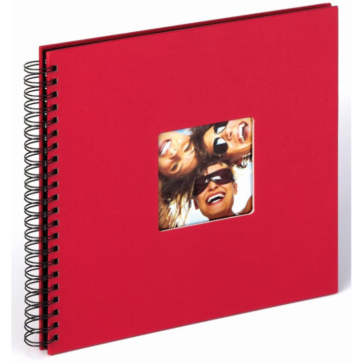 Album photos - 30x30 cm - Spirale - 50 pages noires - Couverture rouge ave encart