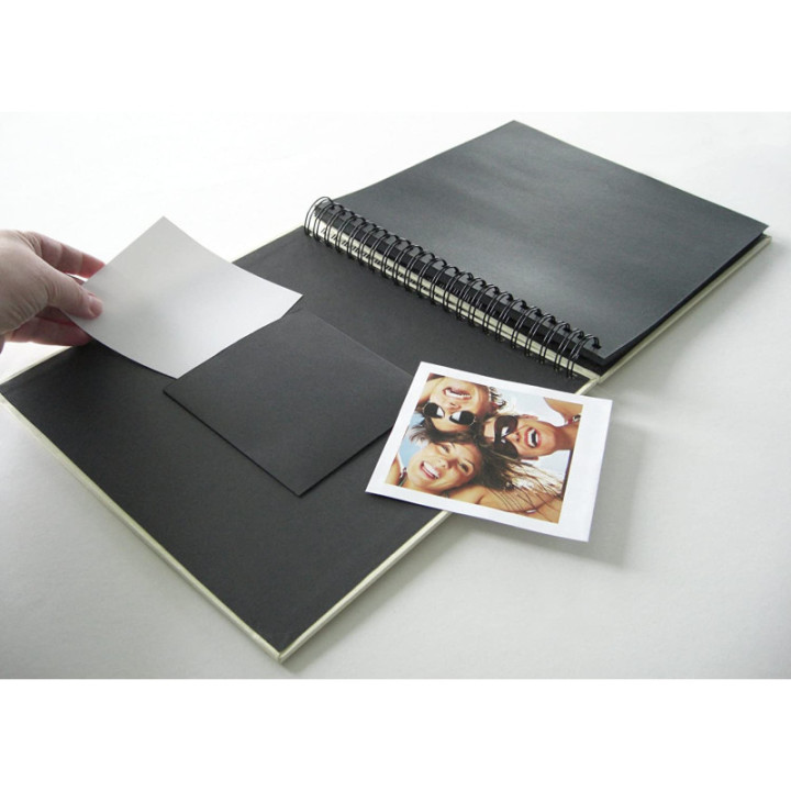 Album photos - 30x30 cm - Spirale - 50 pages noires - Couverture rouge ave encart