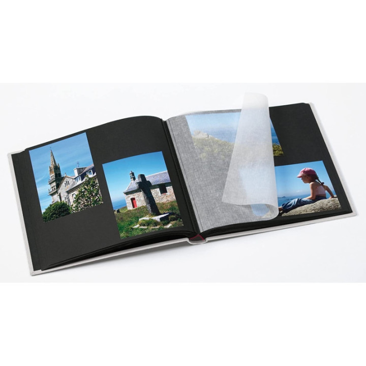Album photos - 30x30 cm - 50 pages noires - Couverture grise avec encart