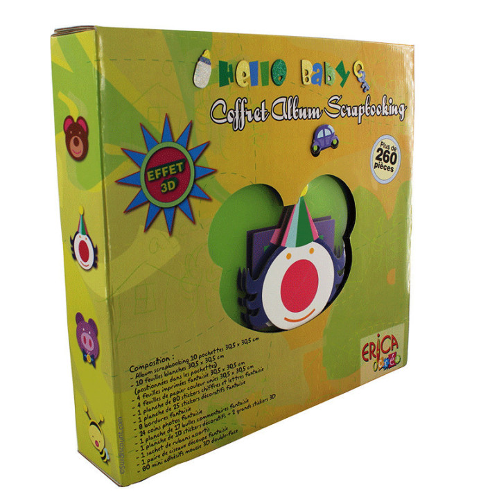Coffret Naissance Album Scrapbooking - Clown